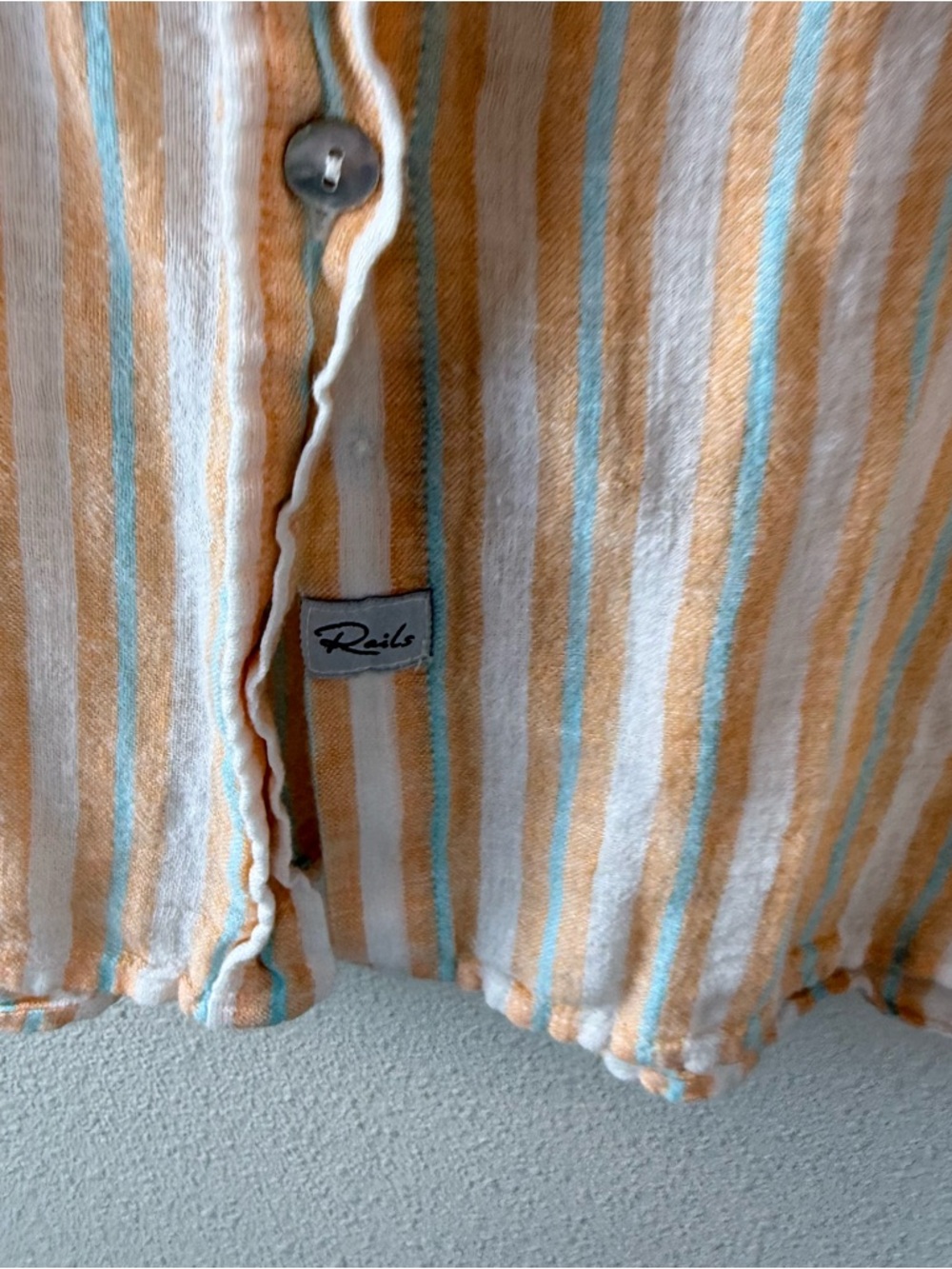 Rails Clio Linen Blend Shirt Button Down Clementine Stripe Women’s XS - Picture 7 of 13